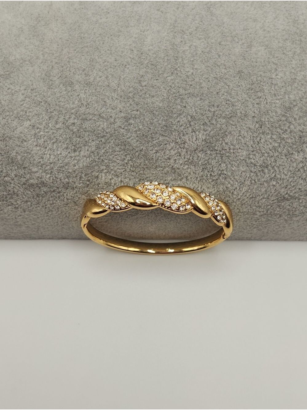 18k Gold Plated Stainless Steel Zircon Twist Bangle Bracelet Minimalist Jewelry